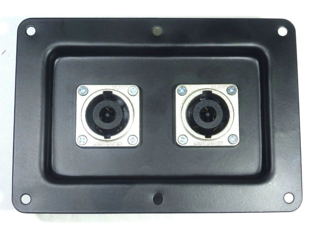 (1) One Black Metal Speaker Jack Plate with Large Genuine Dual Neutrik
